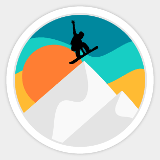 Cool Retro Vintage Snowboarding | Snowboarder Silhouette | Winter Sports | Snowboarder Gift Sticker